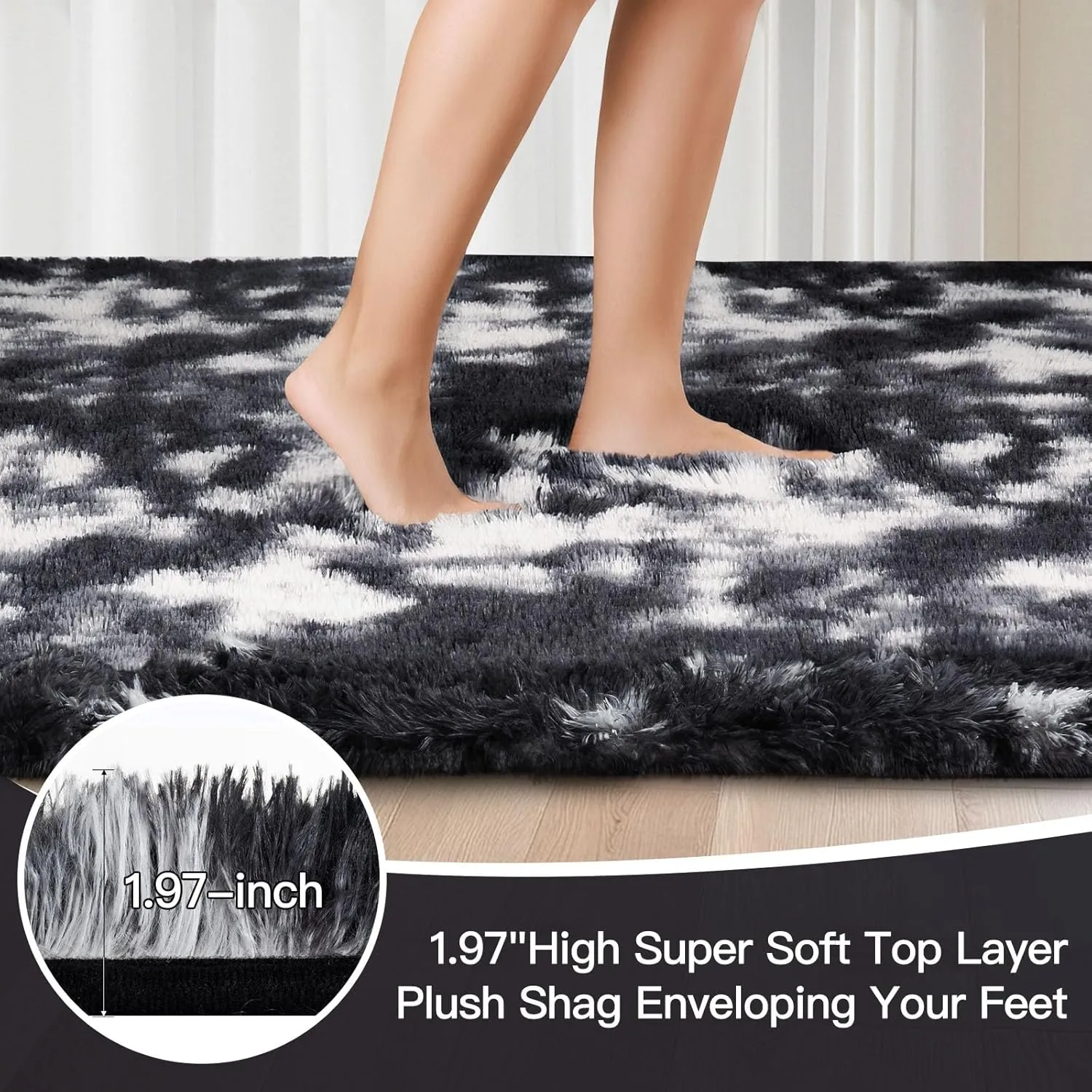 Sour Lemon 8x10 Area Rugs for Bedroom, Living Room Fluffy Rug, Large Area Rug Shag Shaggy Carpet Soft Plush Furry Bedside Rugs, Machine Washable Area Rugs for Kids Girls Boys Home Decor Anti Slip