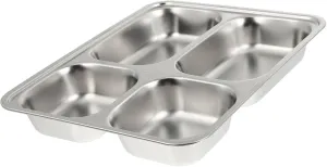 Stainless Steel Compartment Tray - 4-Section Divided Plate for Camping Lunches and Portion Control