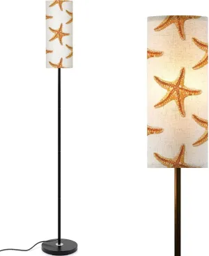 Starfish red Orange sea Star Seamless Pattern Caribbean Underwater Modern Floor Lamp Minimalist Standing Lamps for Living Room LED Corner Lamp Remote Control Metal Pole Lamp for Bedroom, Reading