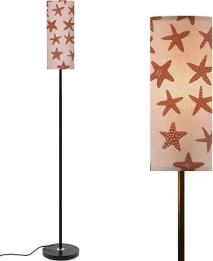 Starfish Seamless Pattern Black Silhouette Atlantic Star Marine Animal Modern Floor Lamp Minimalist Standing Lamps for Living Room LED Corner Lamp Remote Control Metal Pole Lamp for Bedroom, Reading