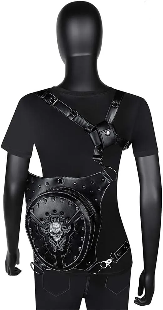 Steampunk Waist Bag Fanny Pack Fashion Gothic Leather Shoulder Crossbody Messenger Bags Thigh Leg Hip Holster Purse(WP-BG064)