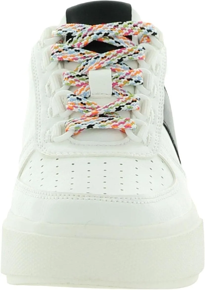 Steve Madden Eager Black Multi Lace Up Rounded Close Toe Fashion Sneaker