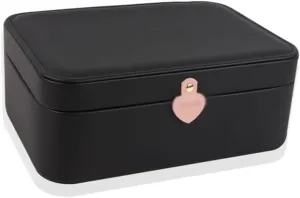 Storage Box Jewelry Organizer Jewelry Box Double Jewelry Box Black Storage Box Ring Earring Necklace Bracelet Watch Storage Box 8.26 inches Jewelry Box