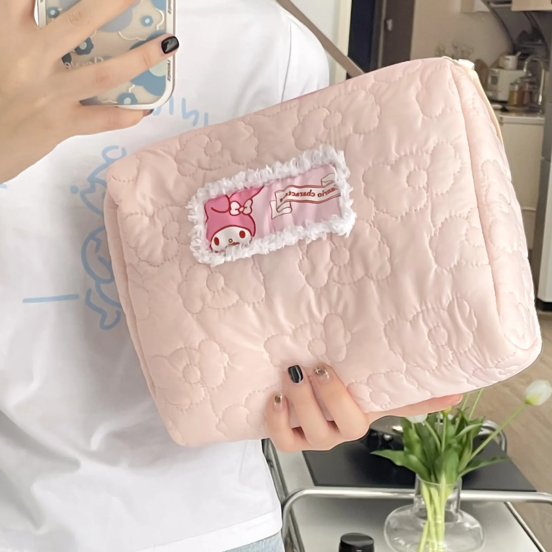 Storage Portable Large Capacity Quilted Patch Cosmetic Bags