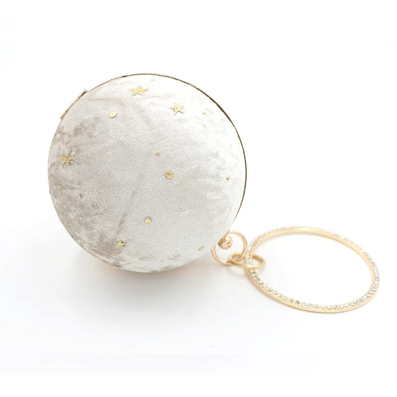 Suede Women Round Clutches Mini Handbags Wedding Purse