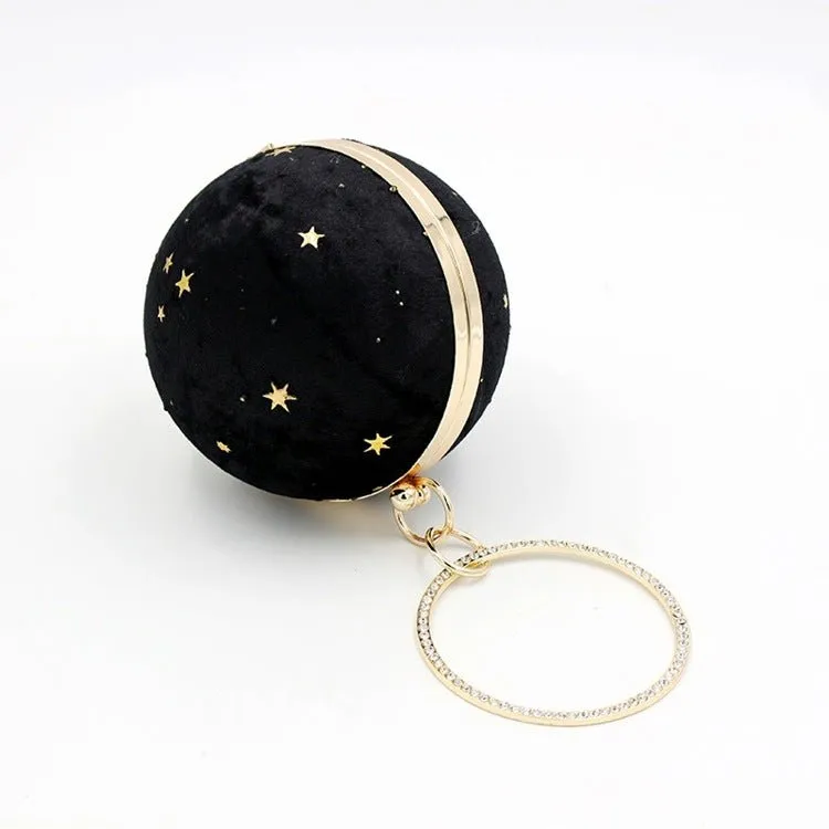 Suede Women Round Clutches Mini Handbags Wedding Purse