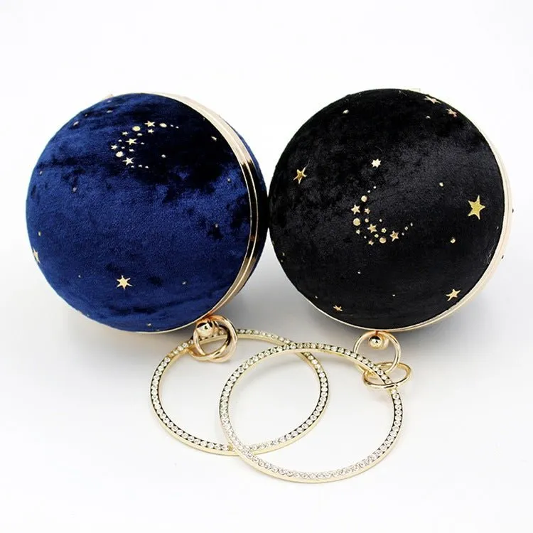 Suede Women Round Clutches Mini Handbags Wedding Purse