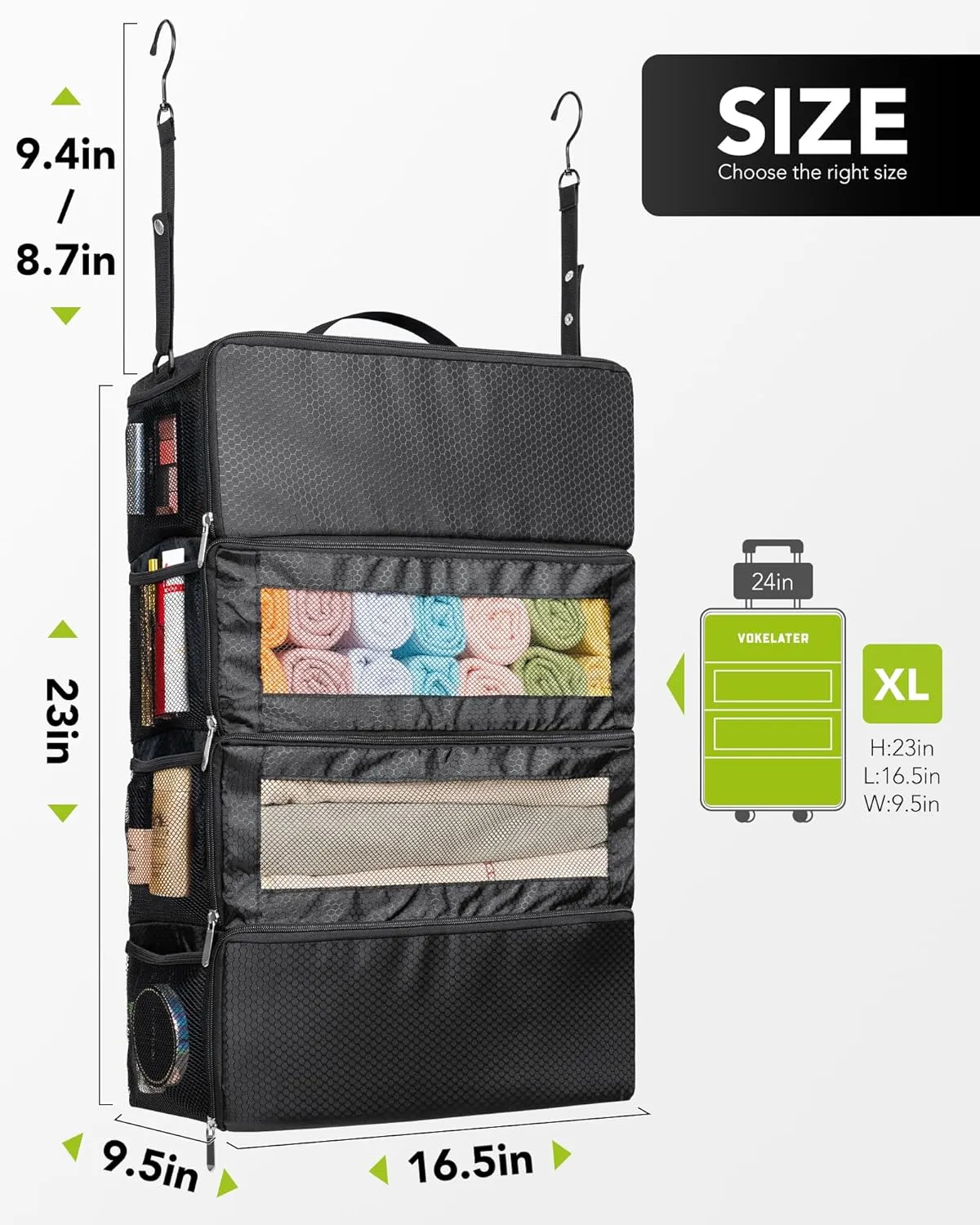 Suitcase Organizer, Travel Luggage Organizer Hanging Shelves Packing Cube Closet/Collapsible Portable Travel Organizer for Carry-on