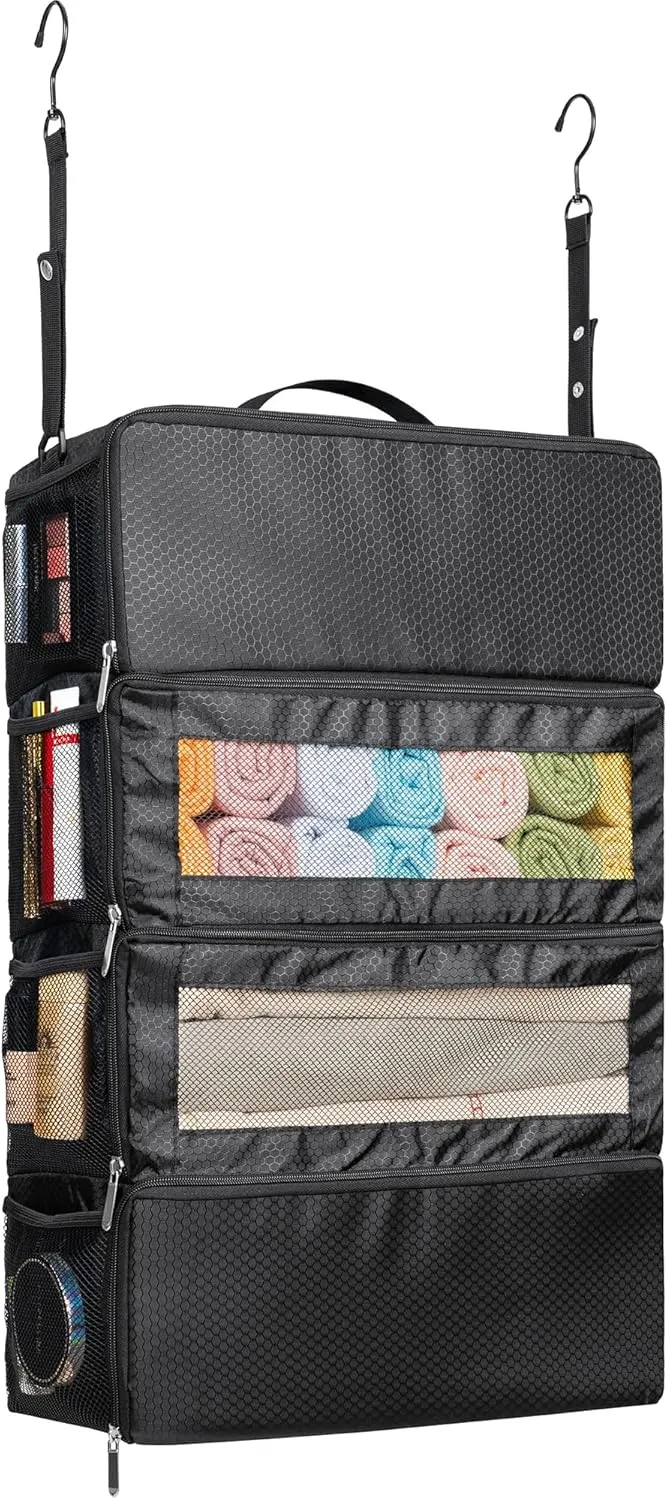 Suitcase Organizer, Travel Luggage Organizer Hanging Shelves Packing Cube Closet/Collapsible Portable Travel Organizer for Carry-on