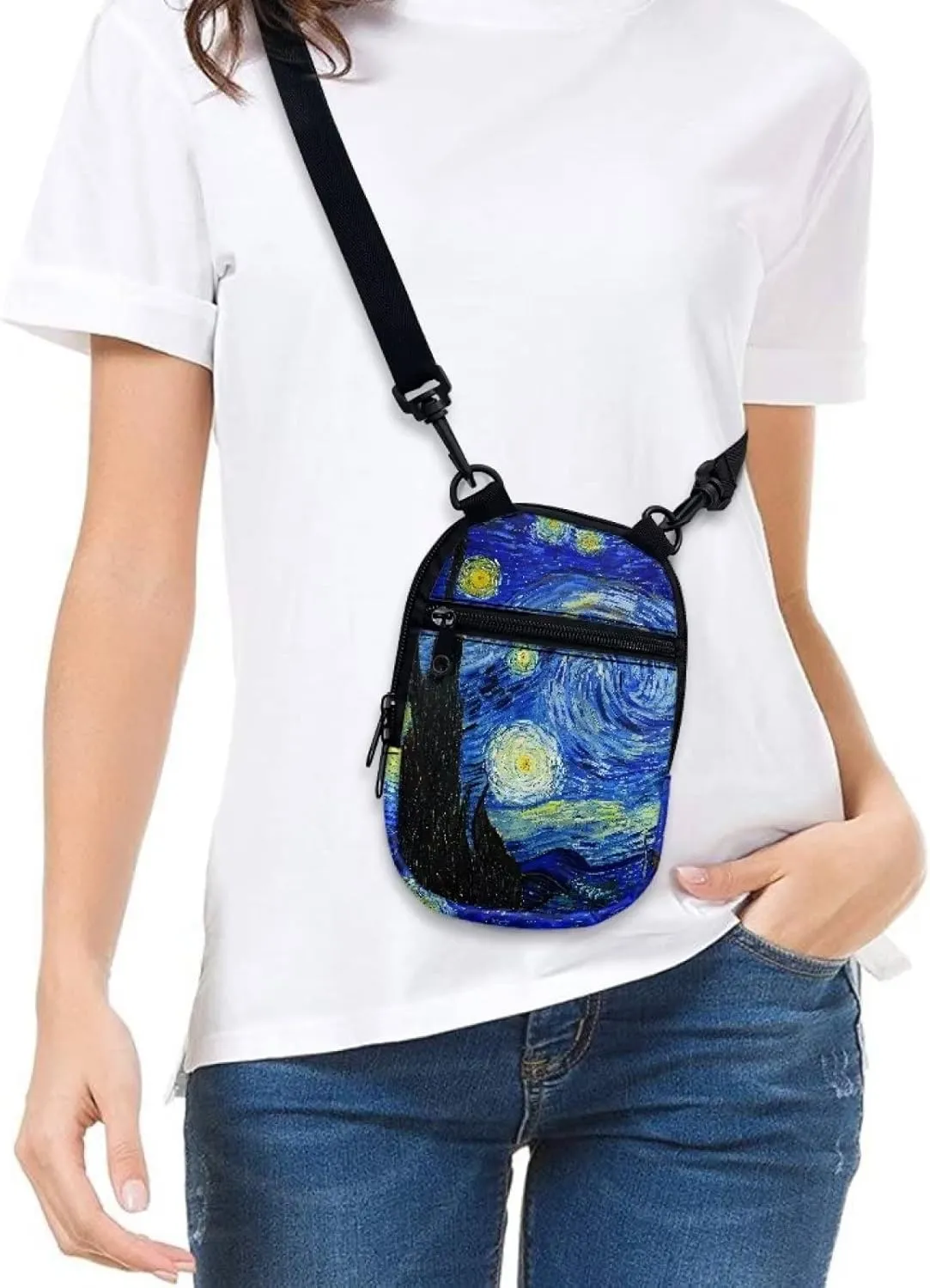 Suobstales Messenger Bag for Women Crossbody Zipper Bag with Adjustable Strap Portable Phone Purse Shoulder Handbag