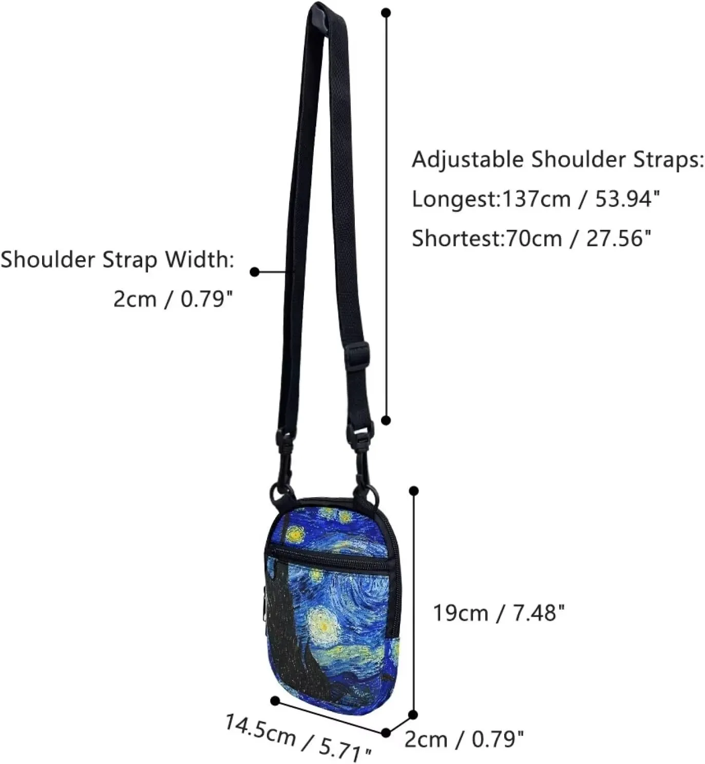 Suobstales Messenger Bag for Women Crossbody Zipper Bag with Adjustable Strap Portable Phone Purse Shoulder Handbag