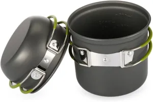 SUPVOX 2pcs Portable Camping Cookware Set Lightweight Pans and Pots for Hiking Backpacking and Picnics Includes Heat Resistant Handle and Cover for Safe Handling