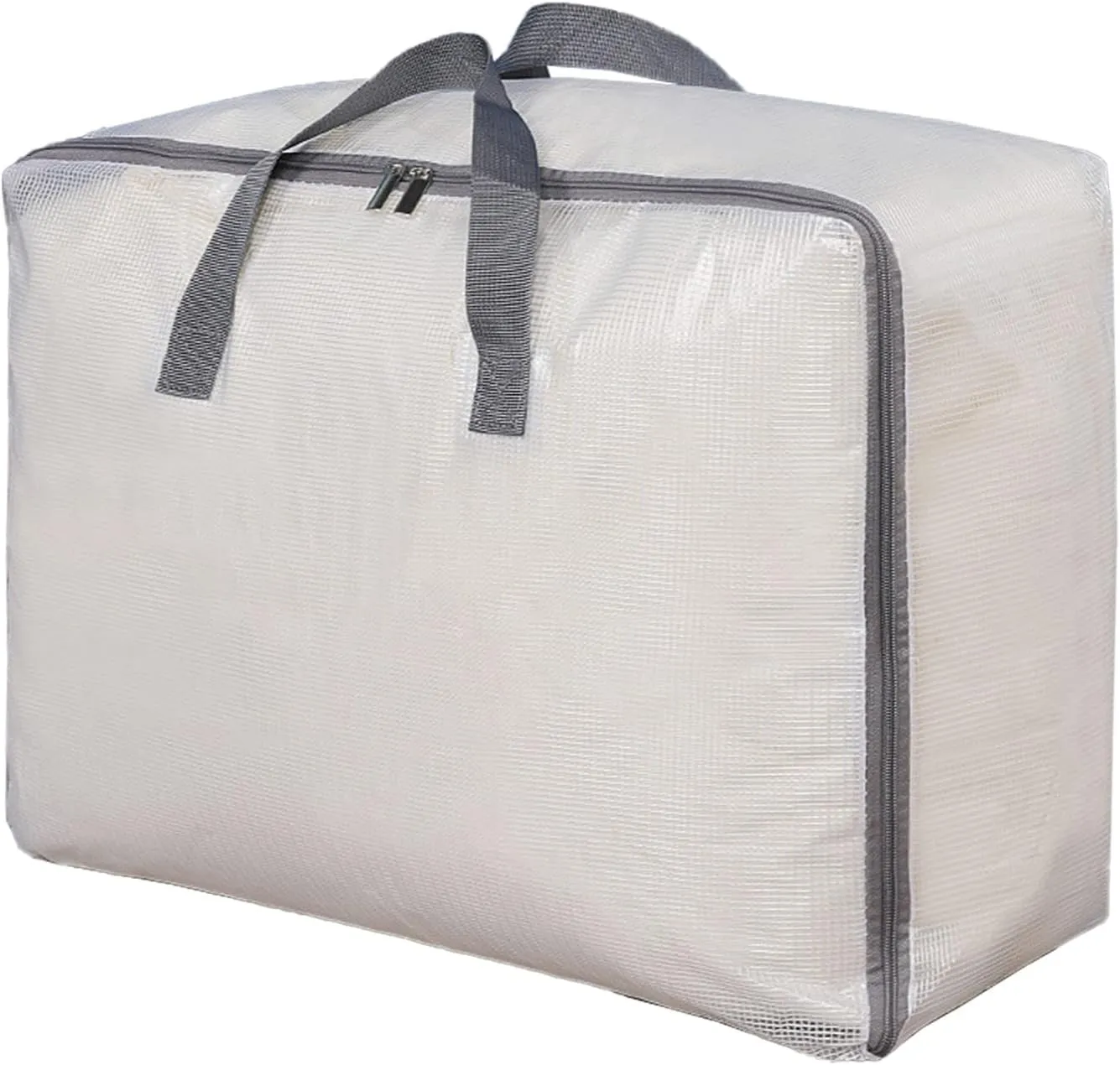 Surblue Clothes Storage Bag Organizer with Durable Handles Thick Fabric Extra Large Capacity Closet Bag for Blanket Comforter Clothing Bedding (Transparent, XL)