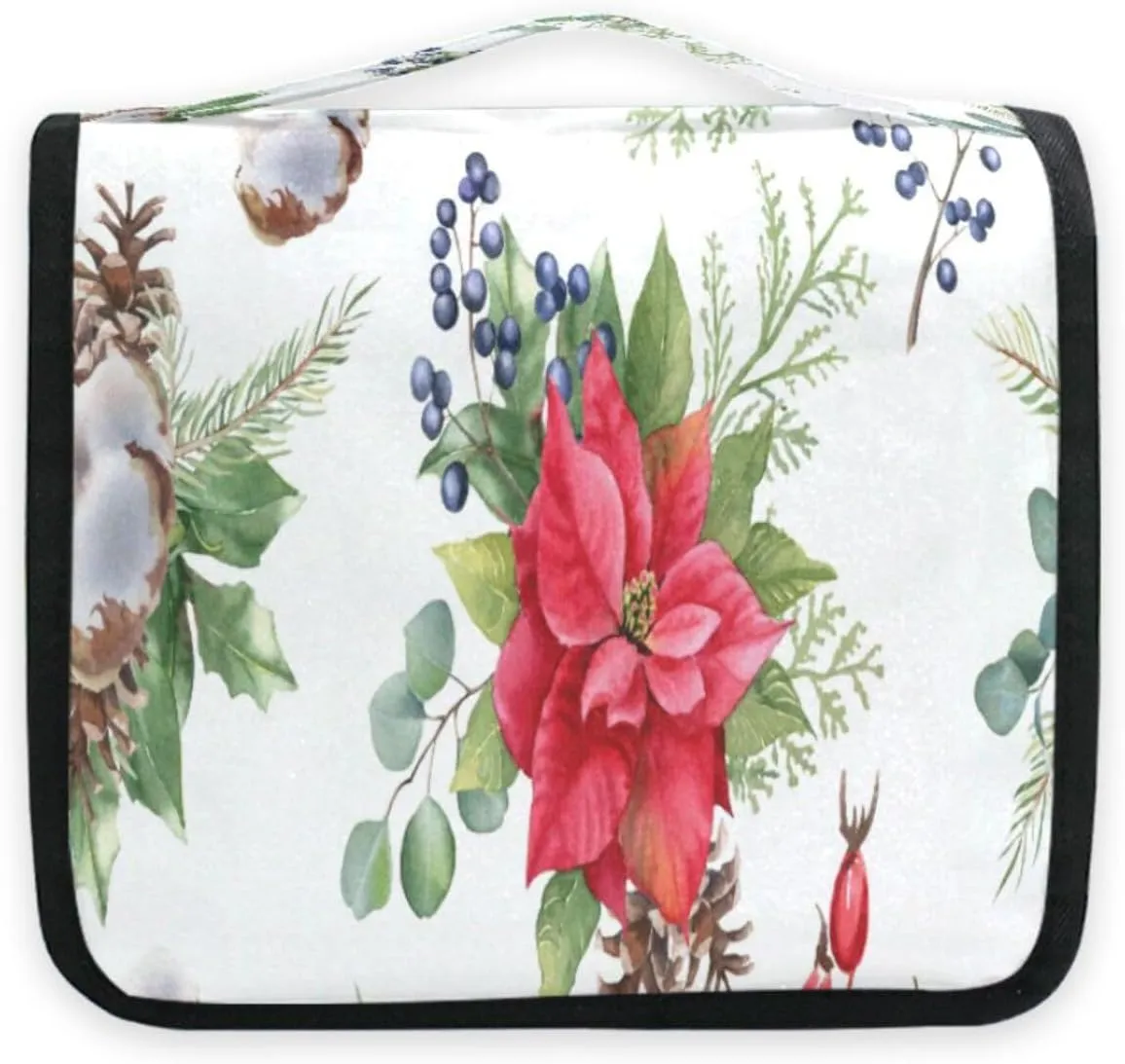 susiyo Pine Fir Spruce Travel Toiletry Bag for women, Portable Hanging Organizer for Full-Sized Shampoo, Conditioner, Brushes Set, Travel-Size