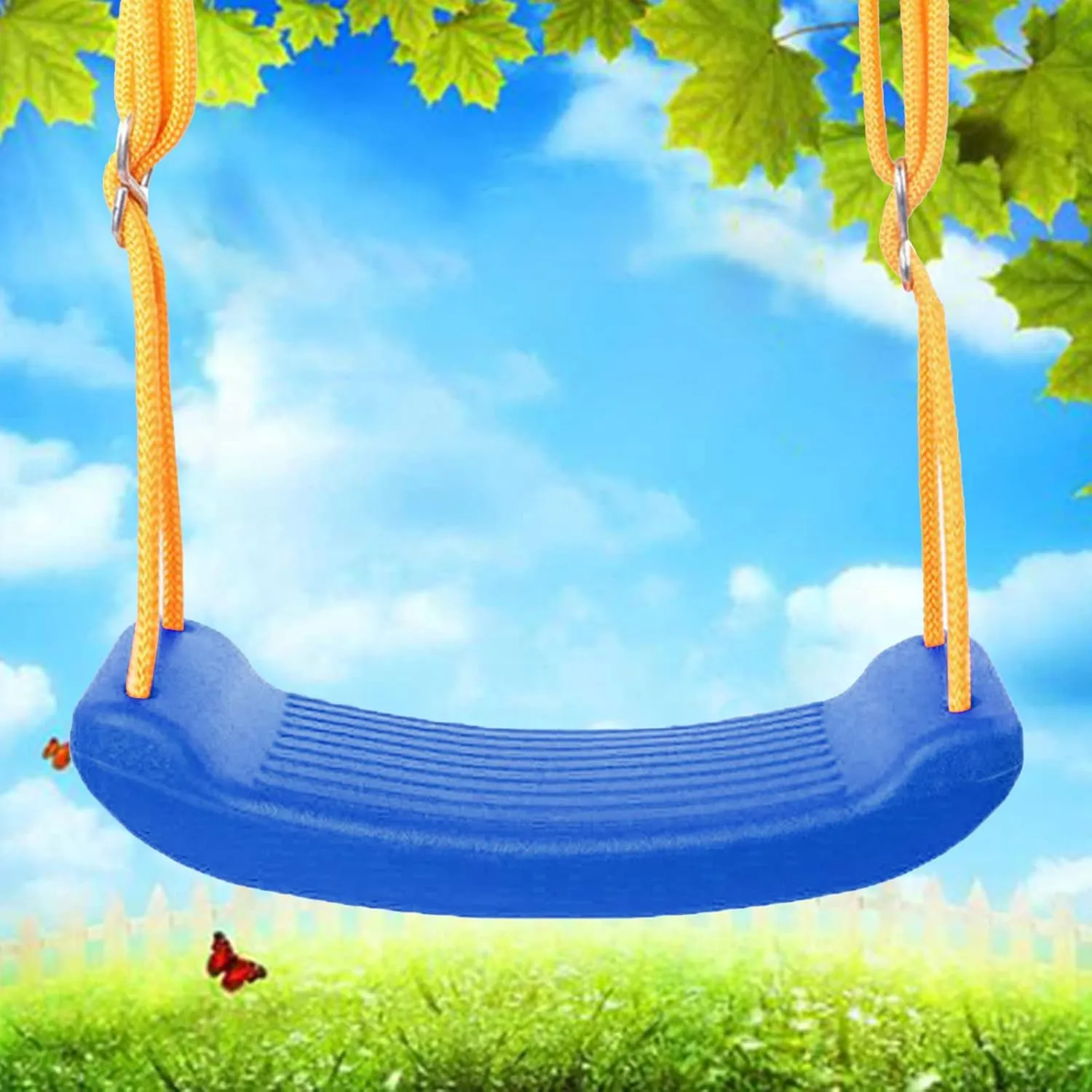 Swing Seat, Reusable Detachable Kid Outdoor Plastic Swing Seat, Kids Safety Playground Swing Seat Replacement, Anti Skid Buckle Adjustable Tear Resistant Rope Children Seat Swing for Park(Blue)