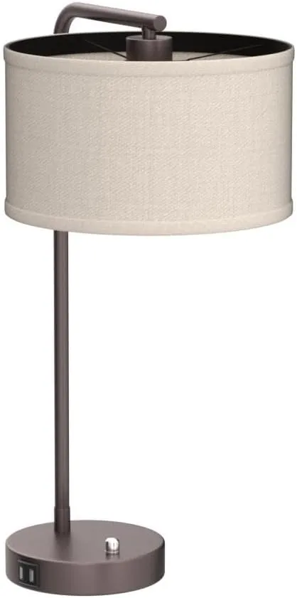 Table Lamp with USB C A Ports, Fully Stepless Dimmable Modern Bedside Nightstand Lamp, Tall Reading Desk Lamp for Bedroom, Living Room, Study Room, Office, 9W 3000K LED Bulb Included