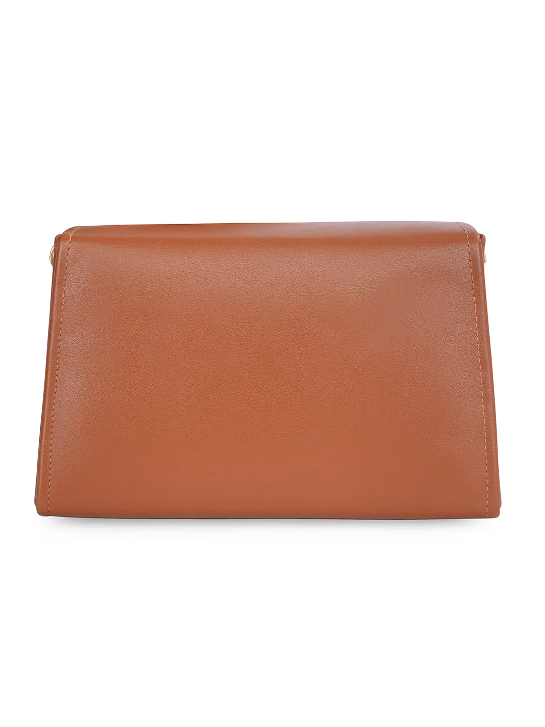 Tan S Alphabhet Intial Embellised Flap Bag