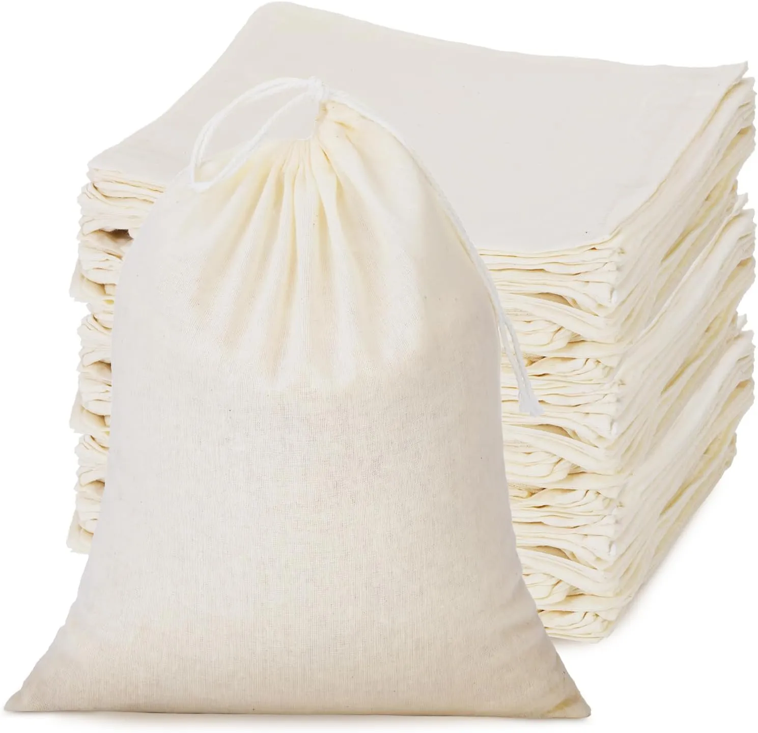 Tatuo 50 Pieces 4 x 6 Inches Muslin Cotton Drawstring Bags Canvas Linen Sachet Bag Reusable Empty Gift Pouch for Party Home Supplies