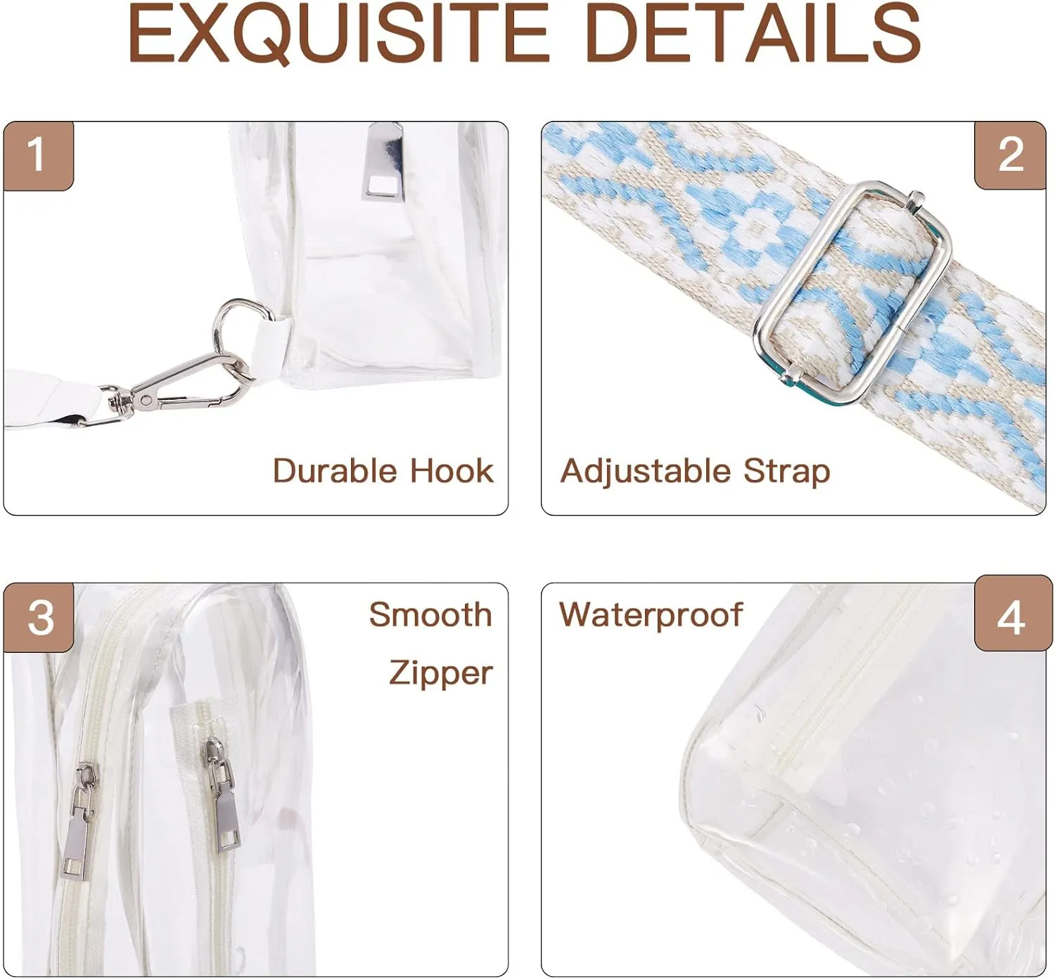 Telena Clear Bag for Stadium Events Women's Clear Purses for Women Stadium Crossbody Bag