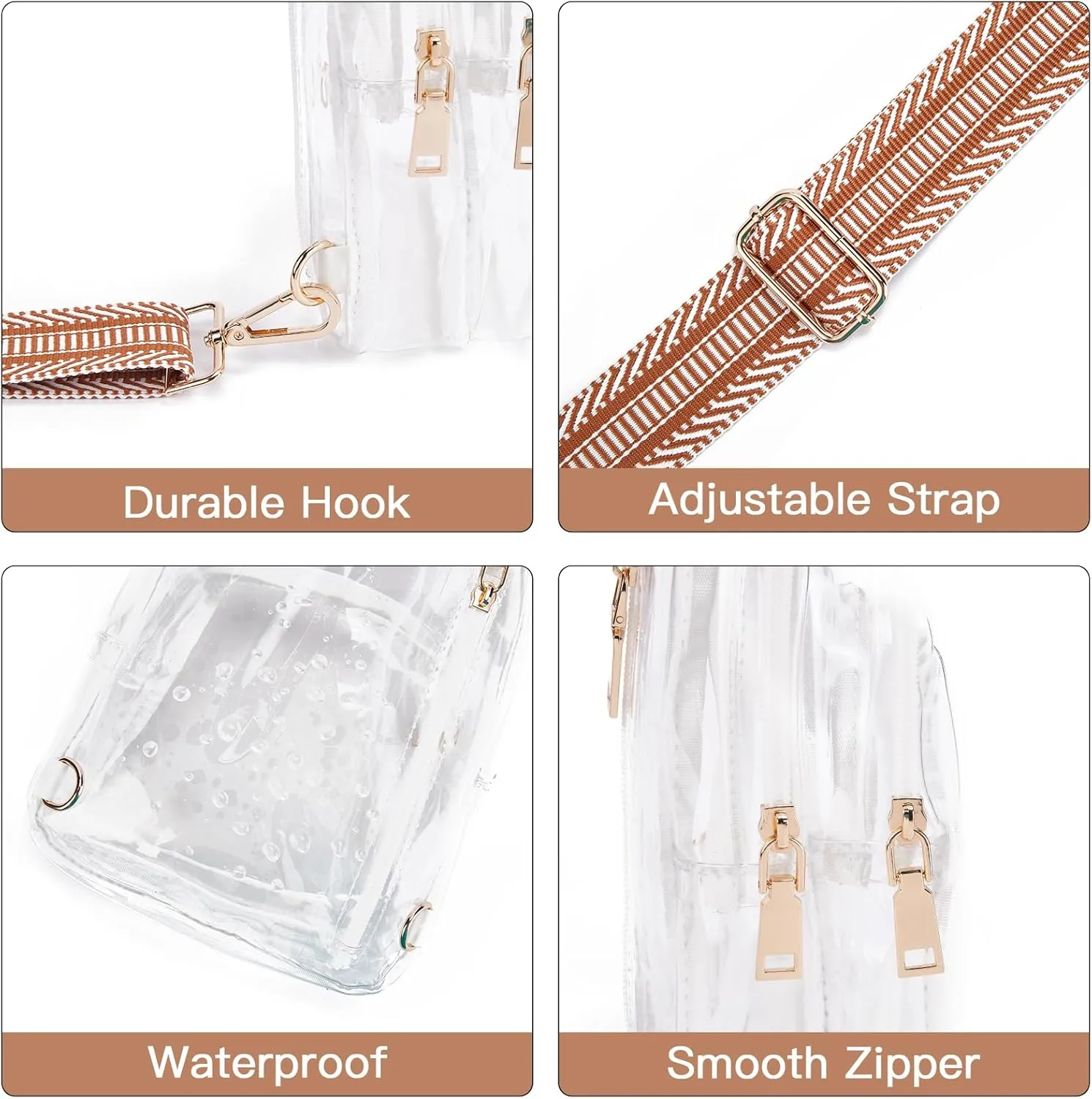 Telena Clear Fanny Pack Stadium Approved Clear Sling Bag Crossbody Purses for Women Transparent Waist Bag with Adjustable Strap White