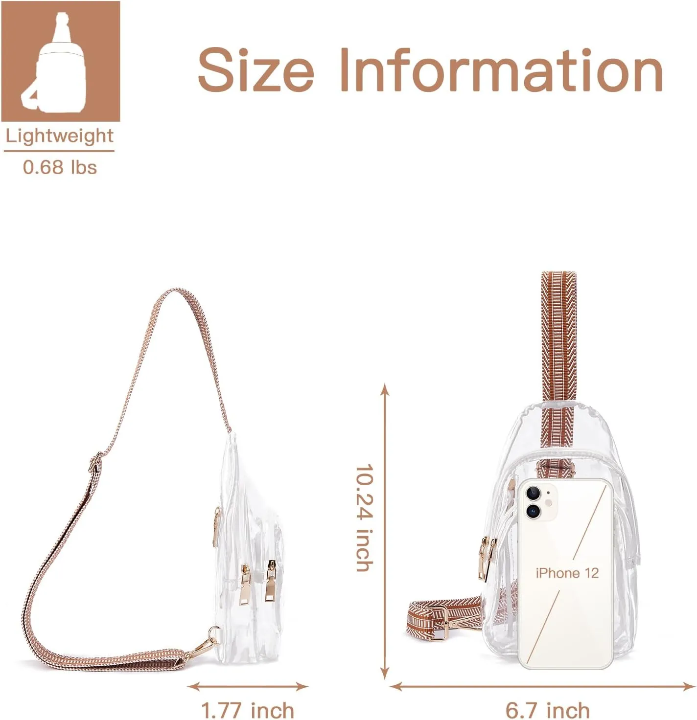 Telena Clear Fanny Pack Stadium Approved Clear Sling Bag Crossbody Purses for Women Transparent Waist Bag with Adjustable Strap White