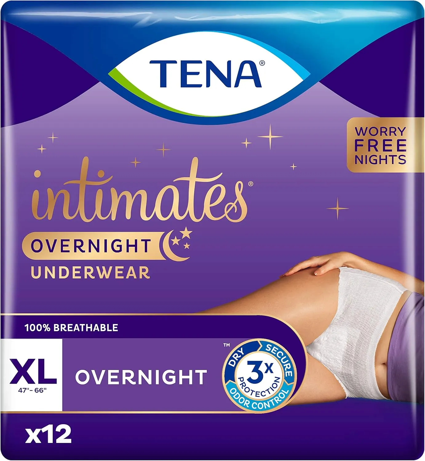 TENA Intimates Overnight Underwear XLarge, 12 Count - 4 Packs per case.