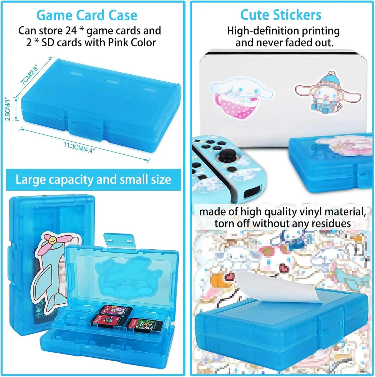 TIKOdirect Carrying Case for Switch OLED, Cute Portable Travel Bag in Newest Updated Design of Blue Interior with Soft Protective Case, Screen Protectors and Thumb Grip caps, Blue