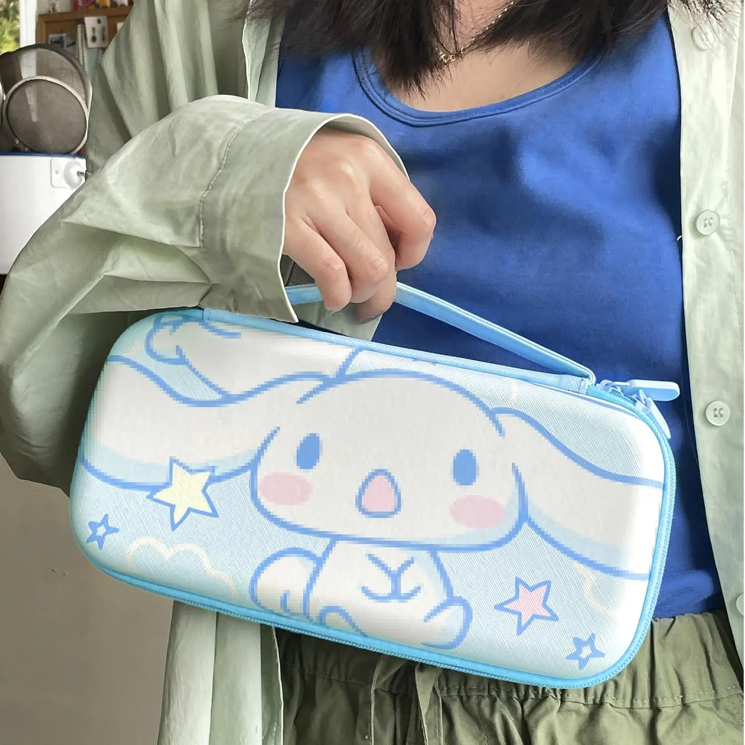 TIKOdirect Carrying Case for Switch OLED, Cute Portable Travel Bag in Newest Updated Design of Blue Interior with Soft Protective Case, Screen Protectors and Thumb Grip caps, Blue