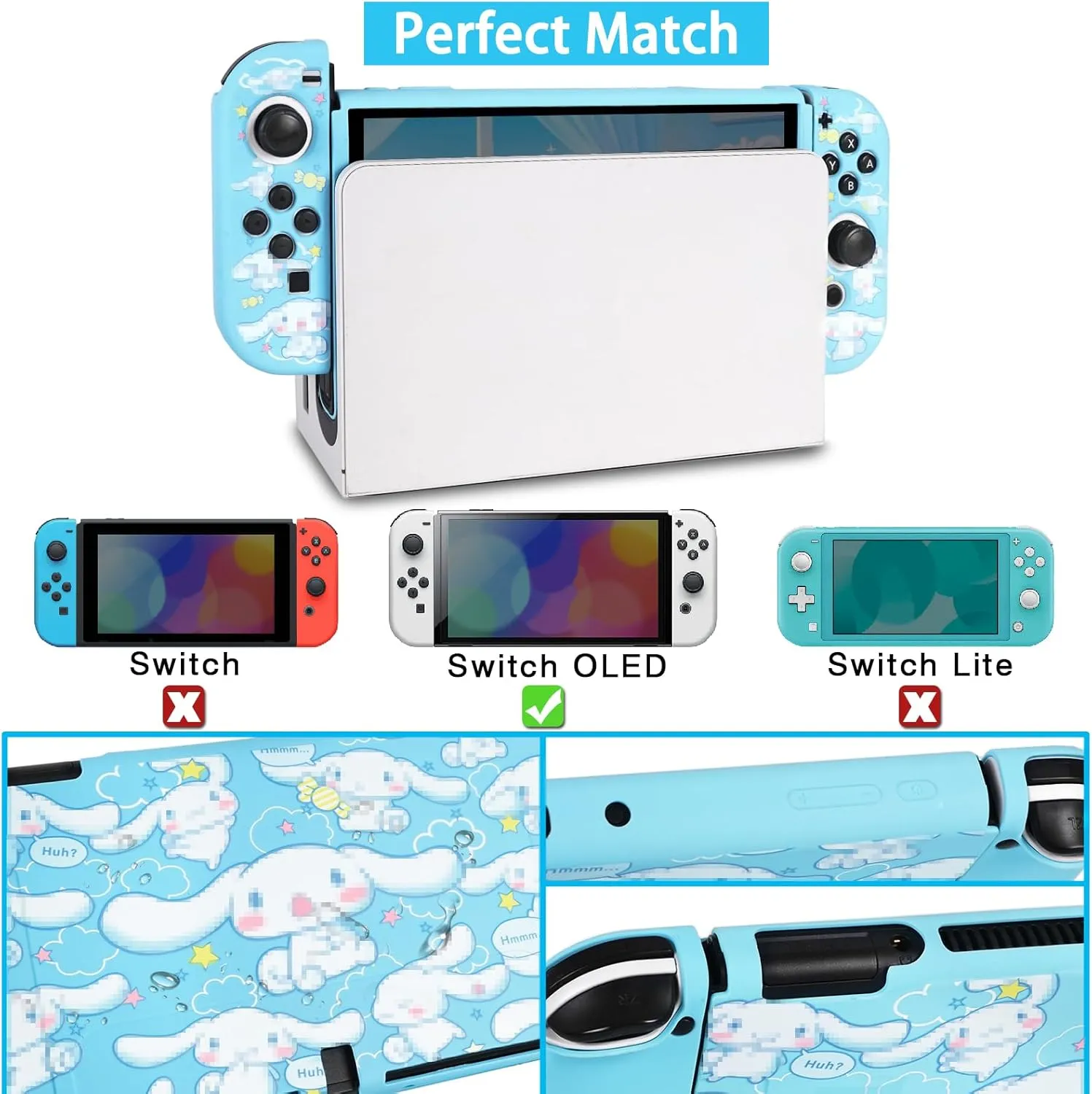 TIKOdirect Carrying Case for Switch OLED, Cute Portable Travel Bag in Newest Updated Design of Blue Interior with Soft Protective Case, Screen Protectors and Thumb Grip caps, Blue
