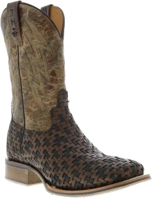 Tin Haul Men's Wickered Bull Rider Sole Braided Western Boot Broad Square Toe Multi 8 D(M) US