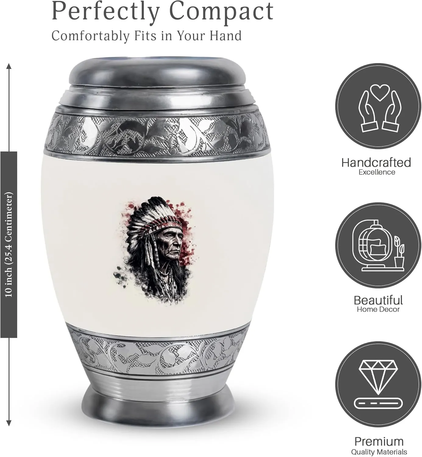 Tribal Elder Funeral Urn Set - 10” Desert Dusk Urn with 2 Keepsake Urns - Cremation Set for Ashes (Velvet Bag)