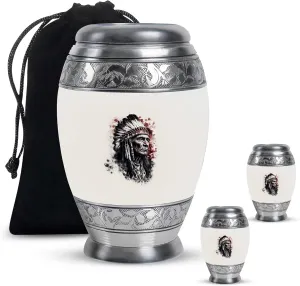 Tribal Elder Funeral Urn Set - 10” Desert Dusk Urn with 2 Keepsake Urns - Cremation Set for Ashes (Velvet Bag)