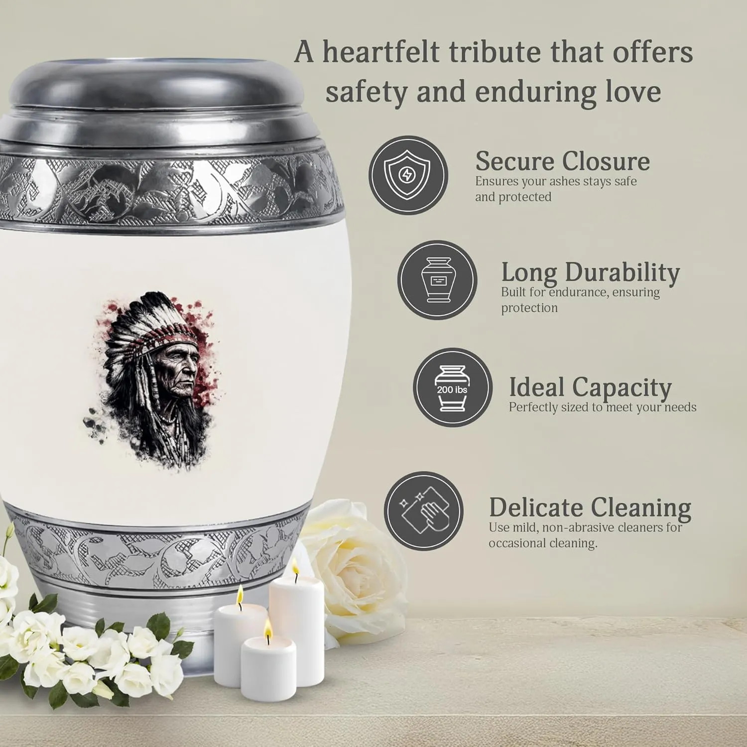 Tribal Elder Funeral Urn Set - 10” Desert Dusk Urn with 2 Keepsake Urns - Cremation Set for Ashes (Velvet Bag)