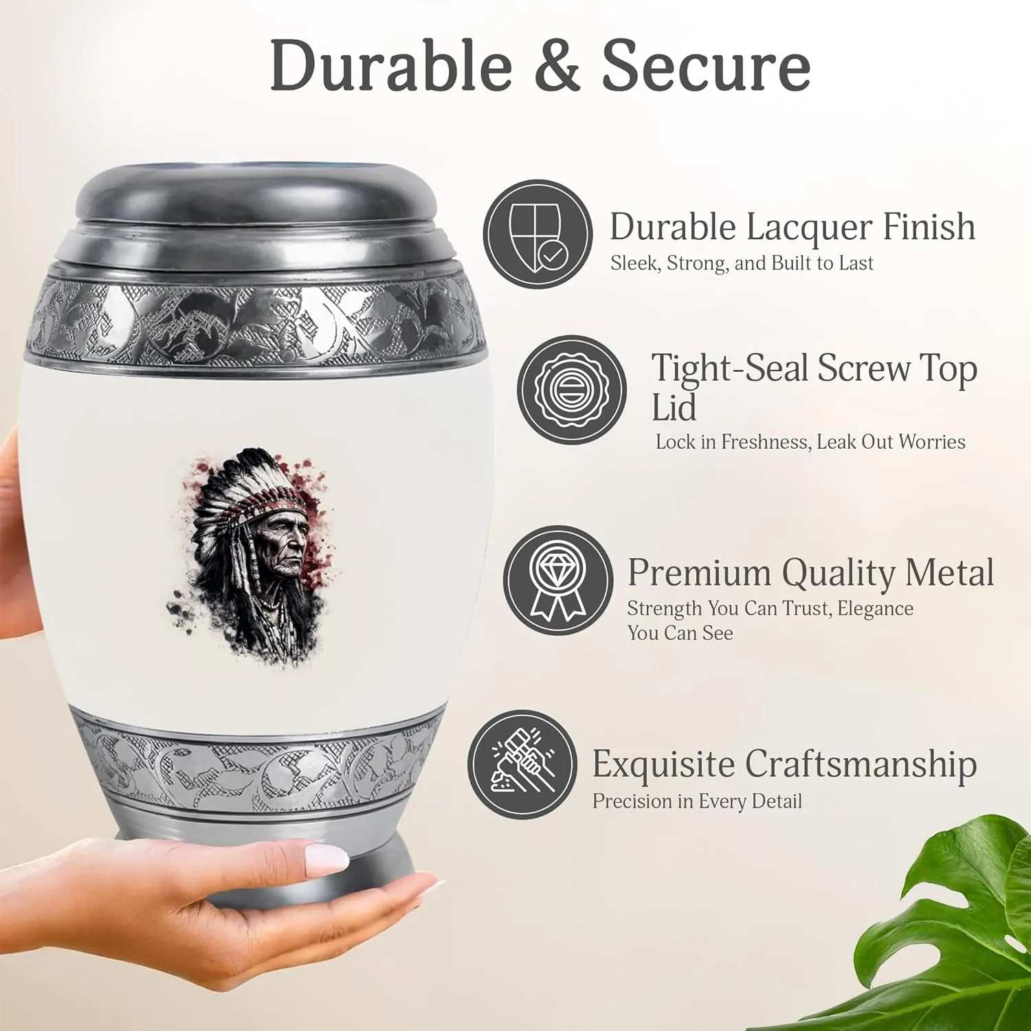 Tribal Elder Funeral Urn Set - 10” Desert Dusk Urn with 2 Keepsake Urns - Cremation Set for Ashes (Velvet Bag)