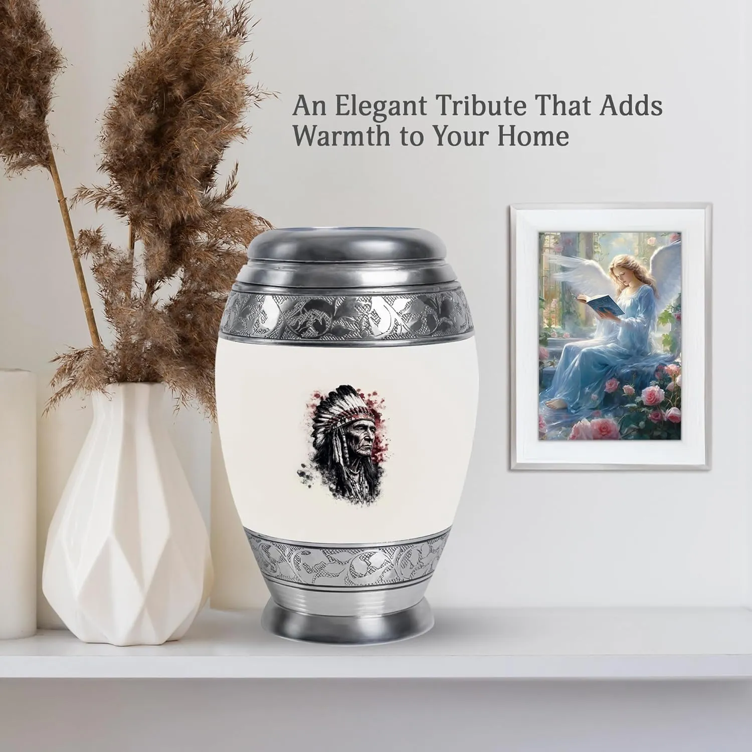 Tribal Elder Funeral Urn Set - 10” Desert Dusk Urn with 2 Keepsake Urns - Cremation Set for Ashes (Velvet Bag)