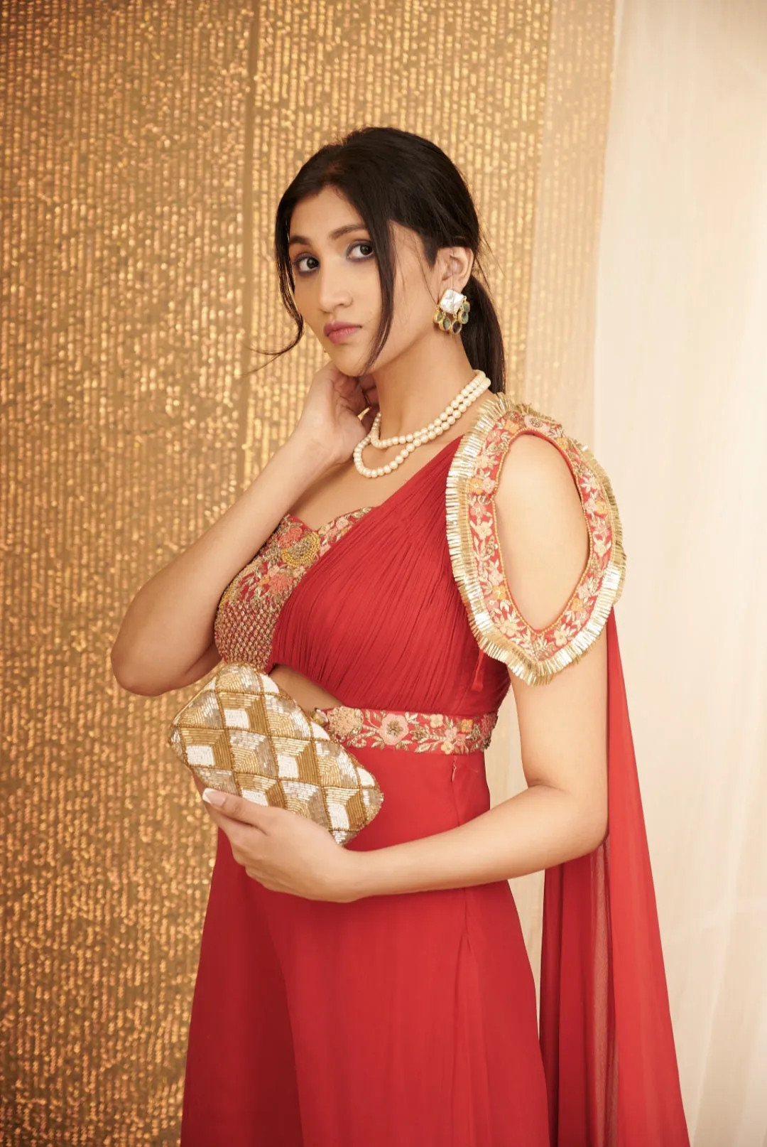 Tricolored Handembroidered Clutch