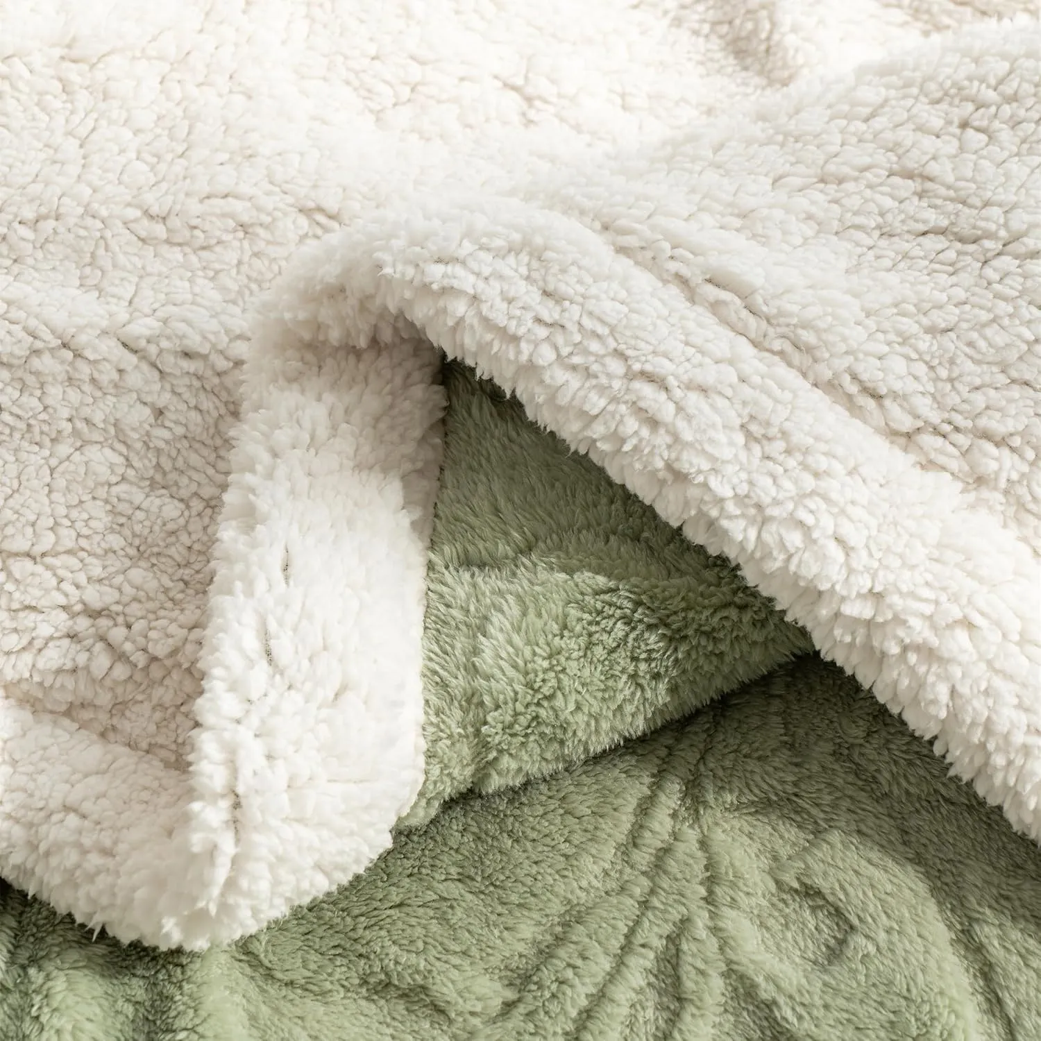 UKELER Cozy Sherpa Bed Blanket Queen Size 80 x 90 Inch, Floral Throw Blanket for Bed, Couch, Sofa, Camping, Great Gift for Mother's Day, Father's Day, Thanksgiving, Christmas, Grass Green