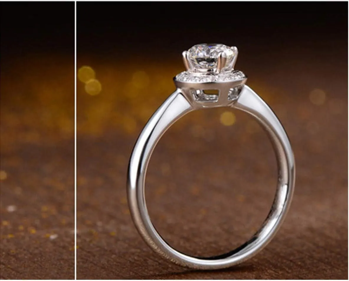 Uloveido Dainty 925 Sterling Silver Solitaire Rings 1.54g Diamond Cut White Cubic Zirconia Rectangle Hollow Engagement Promise Wedding Ring for Women (Size 5 6 7 8 9) LJ045