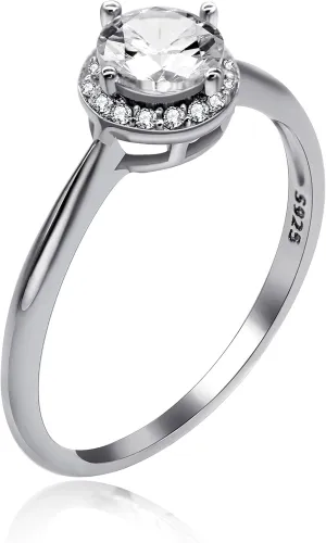 Uloveido Dainty 925 Sterling Silver Solitaire Rings 1.54g Diamond Cut White Cubic Zirconia Rectangle Hollow Engagement Promise Wedding Ring for Women (Size 5 6 7 8 9) LJ045