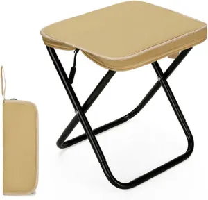 Ultra-Light Folding Stool,Foldable Stools with Carrying Bag,Mountaineering and Hiking Portable Stool,Ultralight Camping Stools for Hiking and Fishing Supports up to 265 Lbs (Khaki)