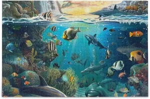 Undersea Fish Jigsaw Puzzles for Adults 1000 Pieces,Colorful Puzzle with Mesh Storage Bag,Learning Educational Puzzles for Gift 2013577