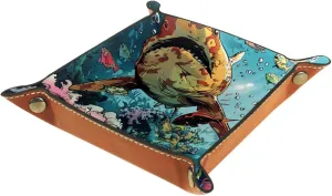 Undersea World Comics Shark Small Stacking Jewelry Organizer Trays, Desk Drawer Earring and Bracelet Tray Organizer, Key Tray for Entryway Table, Decorative Storage Solution, 16x16cm, snh-001