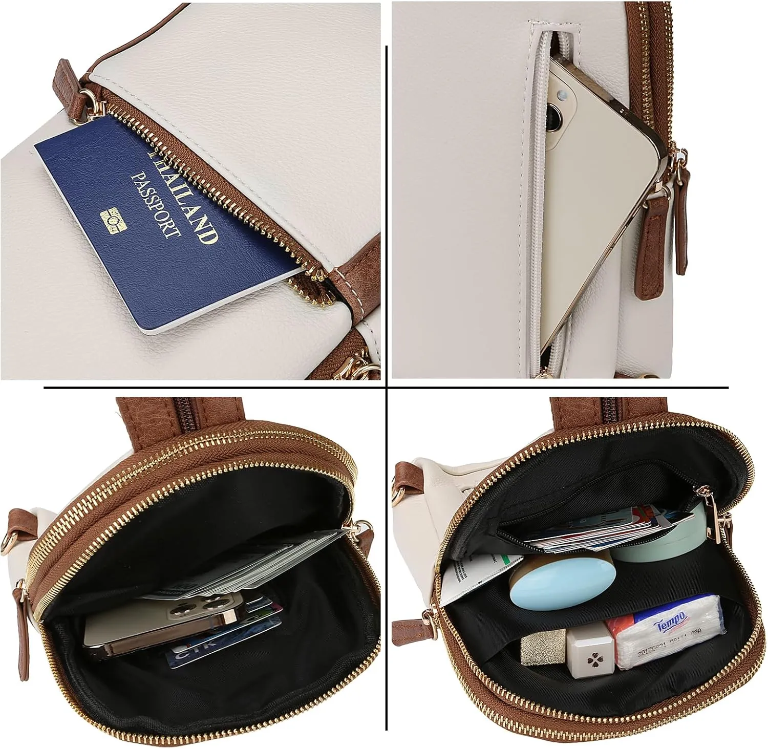 Uromee Sling Bag for Women Crossbody Purse Vegan Leather Fashion Fanny Pack Chest Bag Convertible Small Backpack