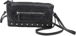 Vegan Black Leather Wristlet