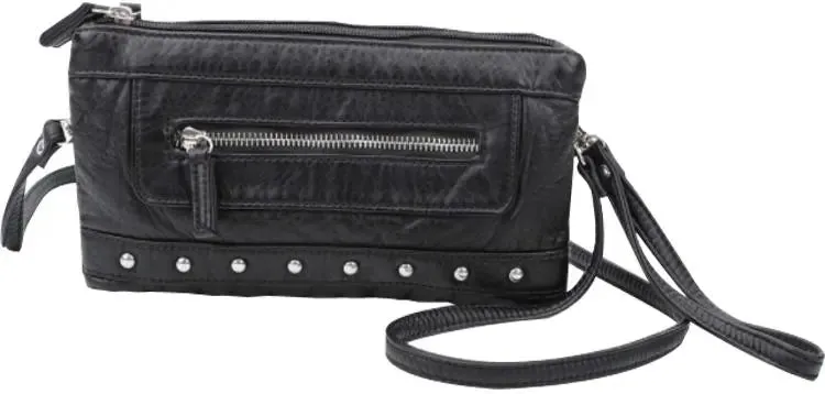 Vegan Black Leather Wristlet