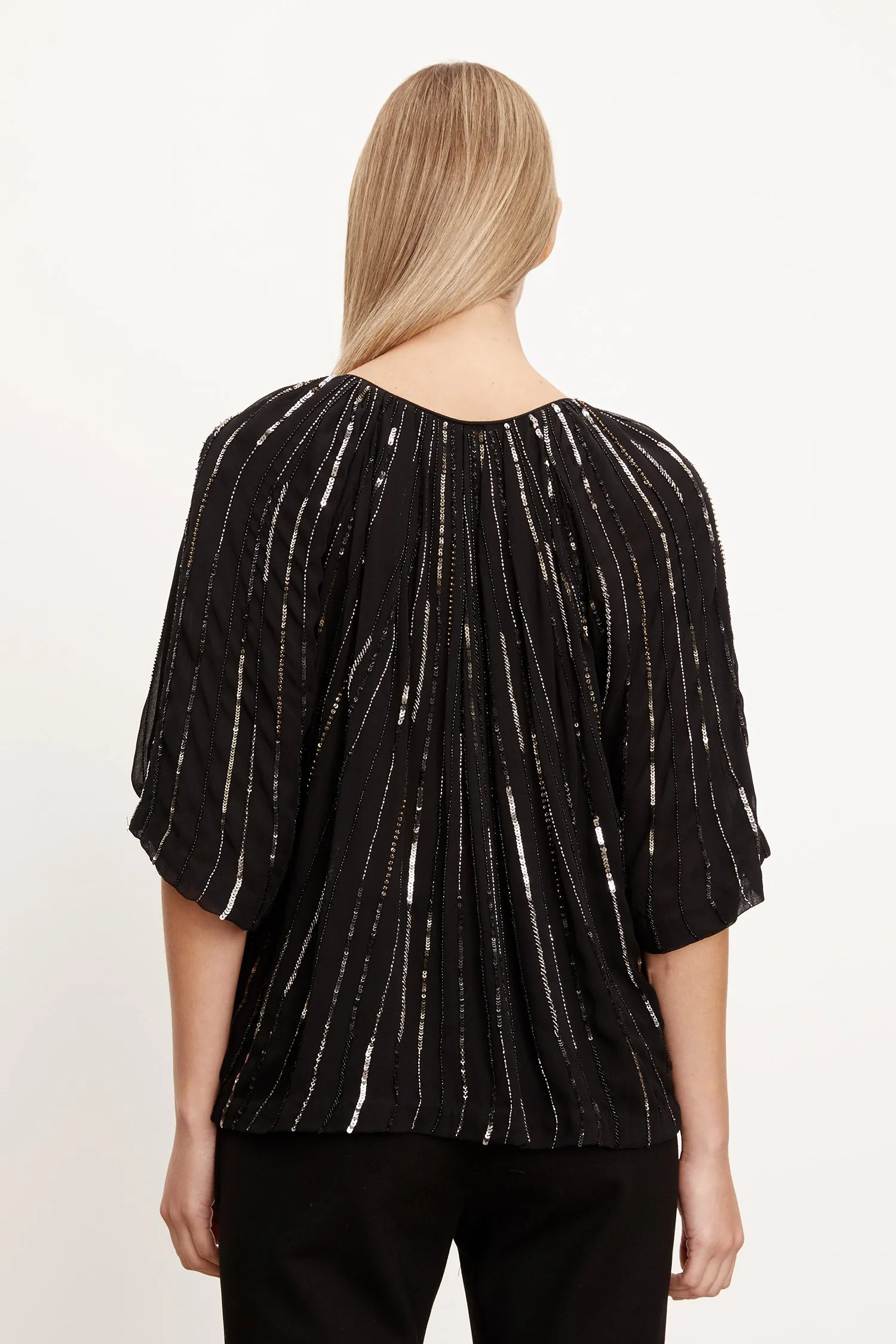 Velvet - Barbara - Sunburst Sequin Top in Black