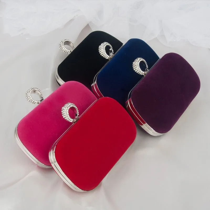 Velvet Diamond Ring Snap Clutch Purse
