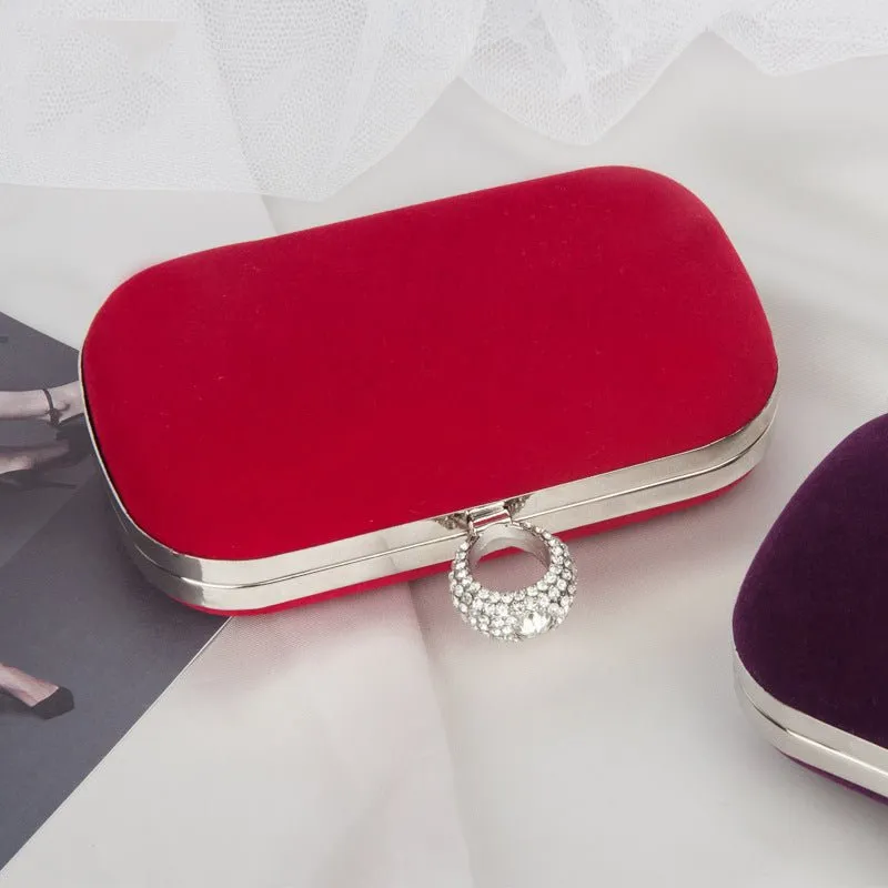 Velvet Diamond Ring Snap Clutch Purse
