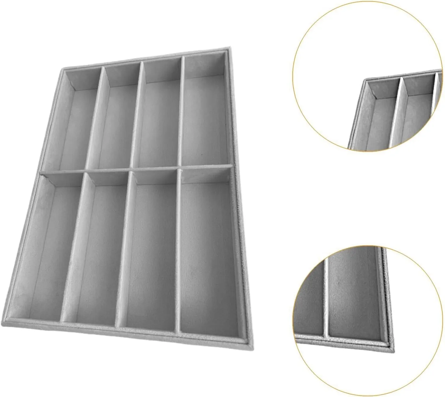 Velvet Glasses Display Tray, Sunglasses Organizer Watch Holder, Sunglasses Jewelry Organizer Eyewear Storage Box for Bedroom, gray