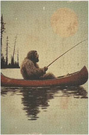 Vintage Fishing in A Canoe Retro Jigsaw Puzzles 1000 Pieces for Adults Educational Entertainment Game